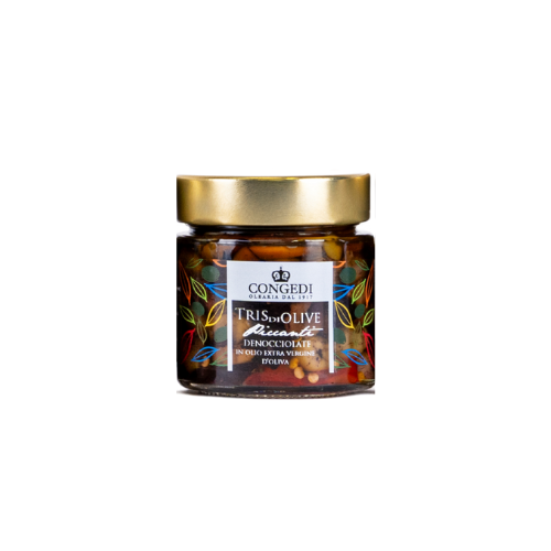 Tris di Olive Piccanti Denocciolate in Olio Extra Vergine