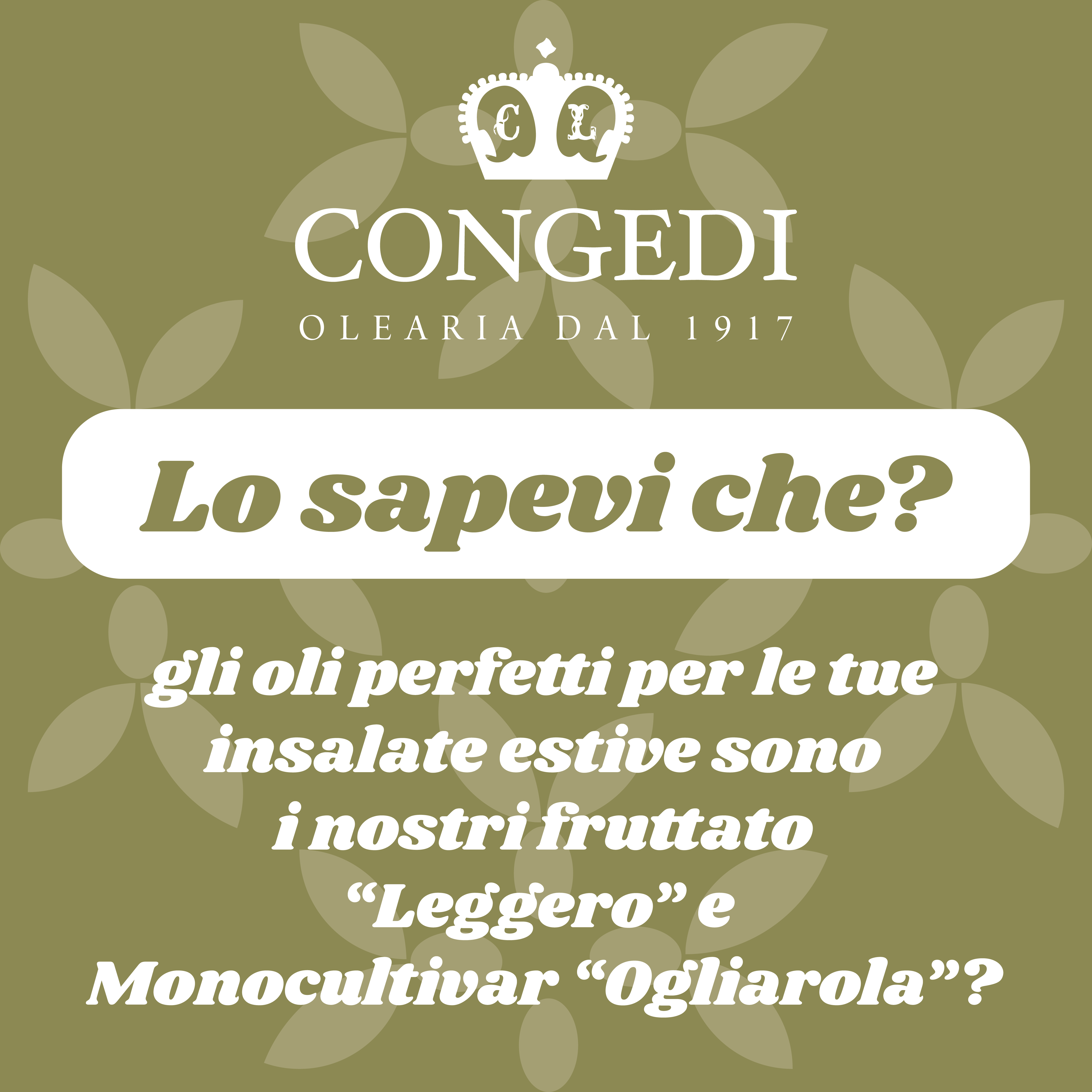 Lo sapevi che gli oli perfetti per le tue insalate estive sono i nostri fruttati “Leggero” e monocultivar “Ogliarola”?